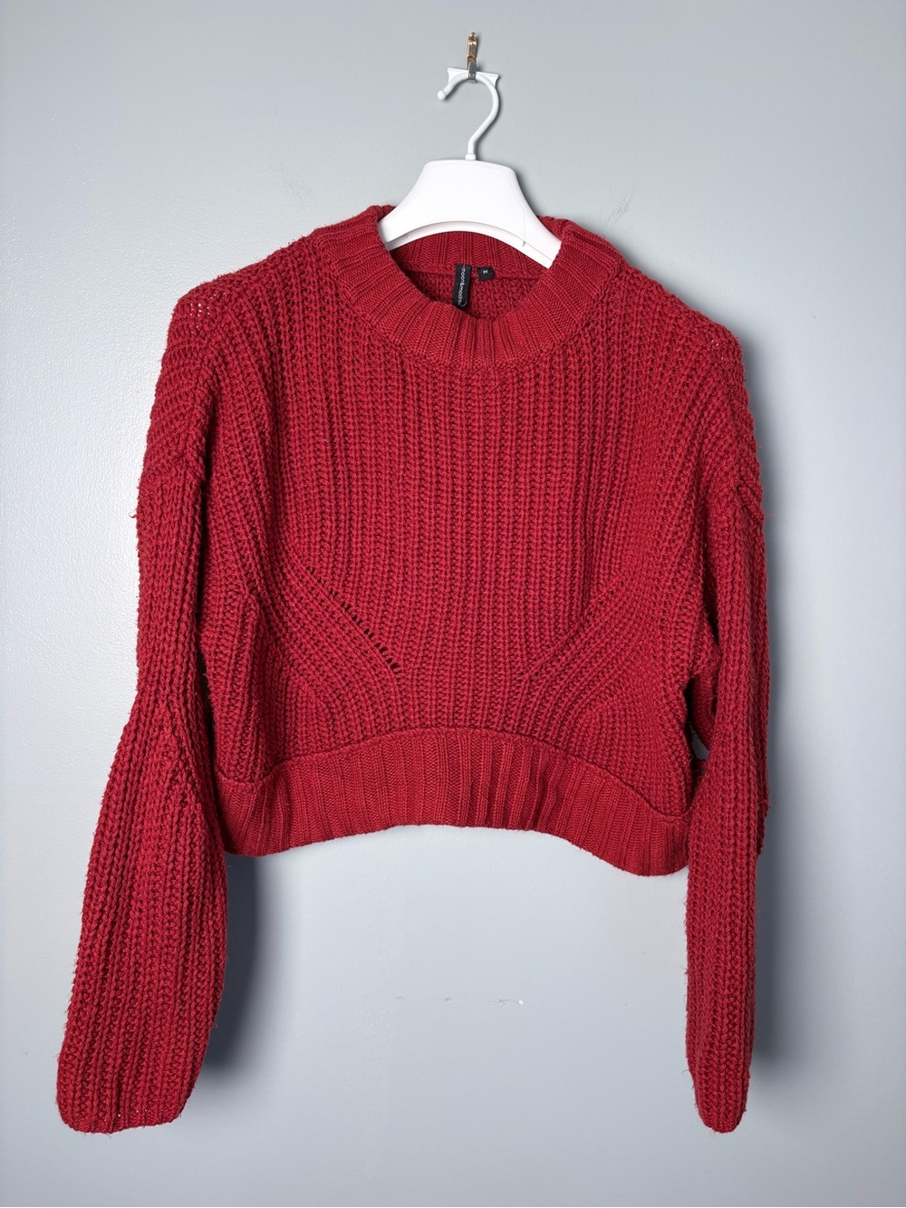 Moon & Madison Chunky Knit Cropped Sweater Rust Red M Pullover